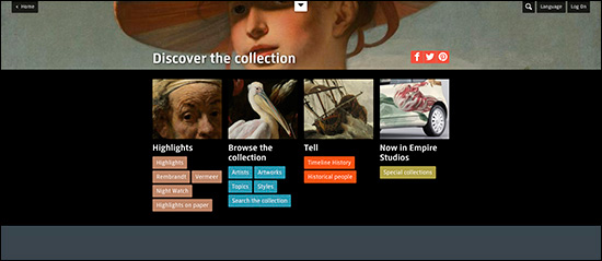 Webpage for Rijksmuseum