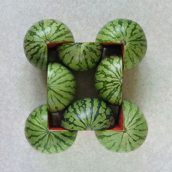 Watermelon installation by Sakir Gokcebag 