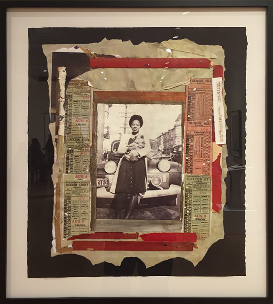 Collage that includes photo, tickets and found ephemera