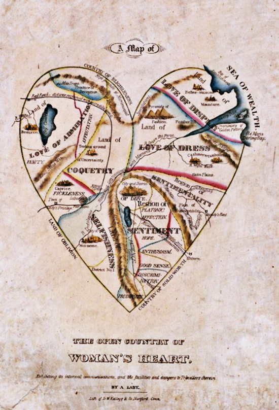 19th century map of a woman's heart