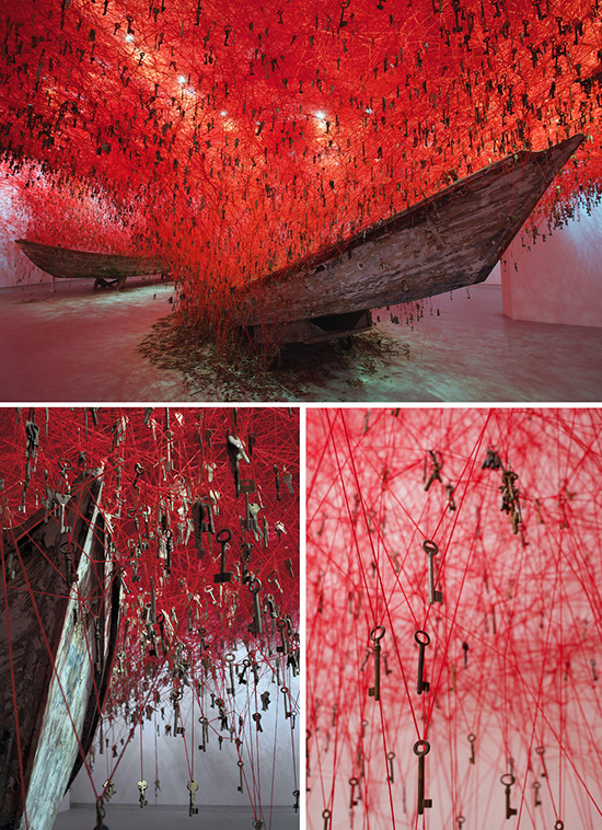 Installation, "the Key in the Hand," by Chiharu Shiota