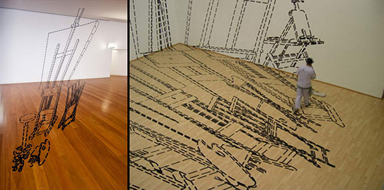 Anamorphic projection by artist Regina Silveira