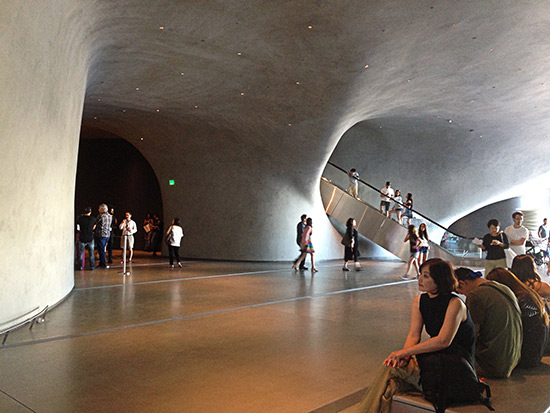 Lobby view of the Broad Museum in Los Angeles