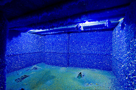 Roger Hiorns Seizure installation of blue crystals