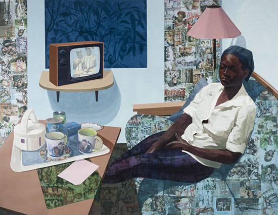 painting and collage on paper by Njideka Akunyili Crosby
