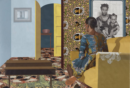 painting and collage on paper by Njideka Akunyili Crosby