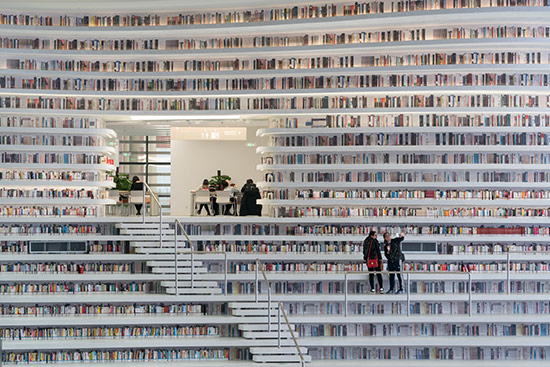 interior view of the Tianjin Binhai Library in China